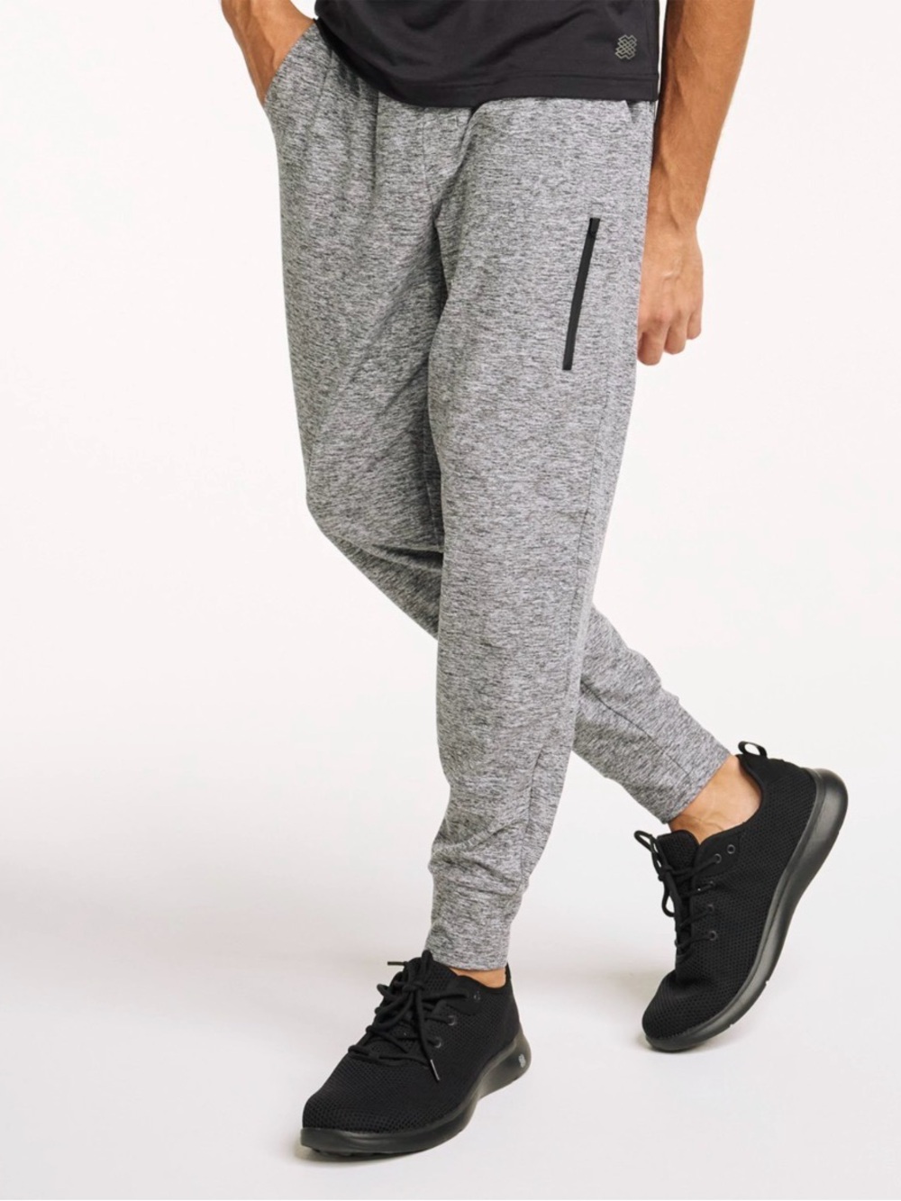 Men's Gray Performance Joggers with Zipper Pocket